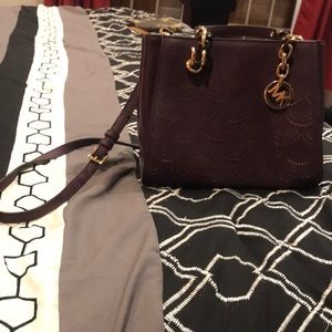 Michael Kors purple and Gold small satchel